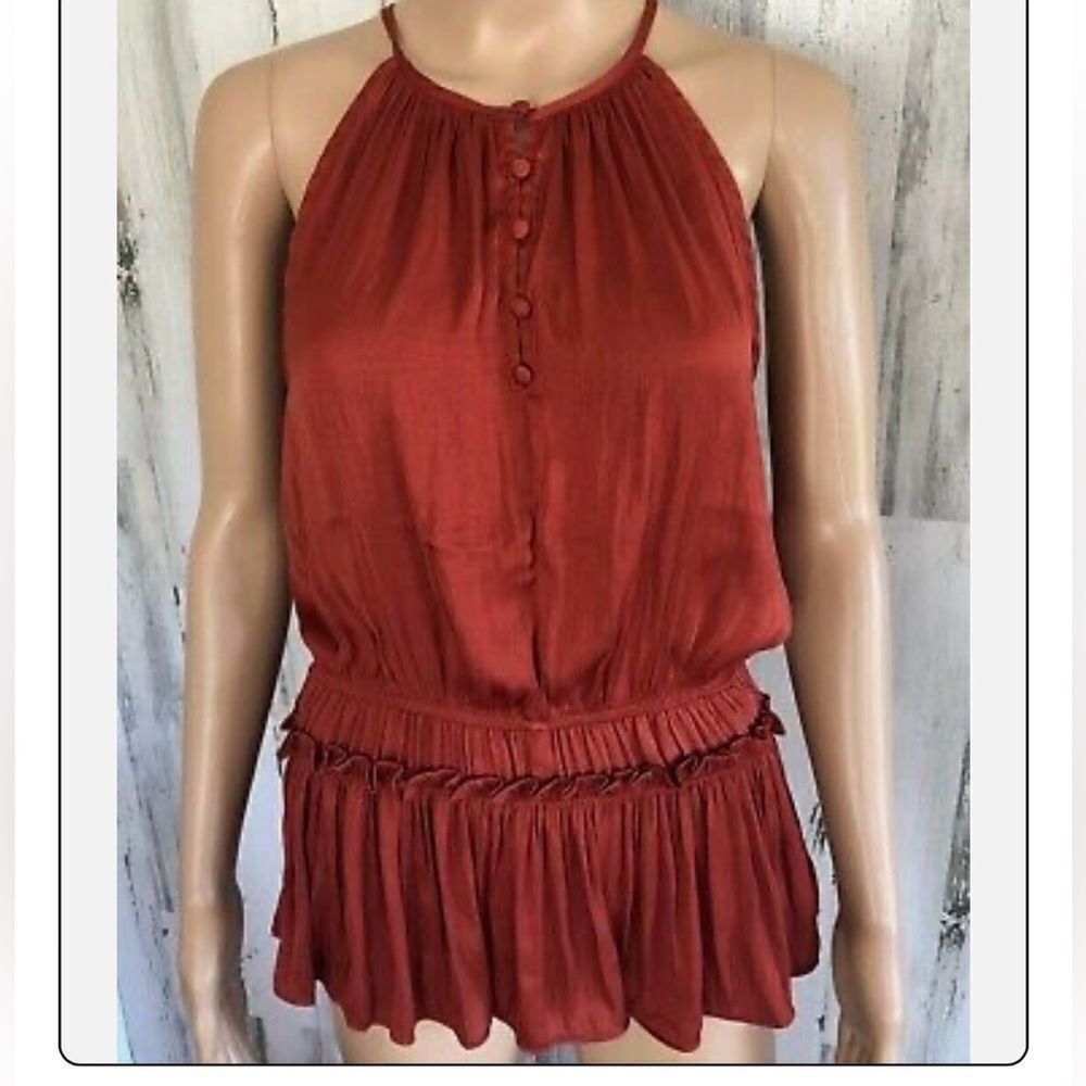 Philosophy Shirred Waist Silky Spaghetti Strap Blouse Sz XS.